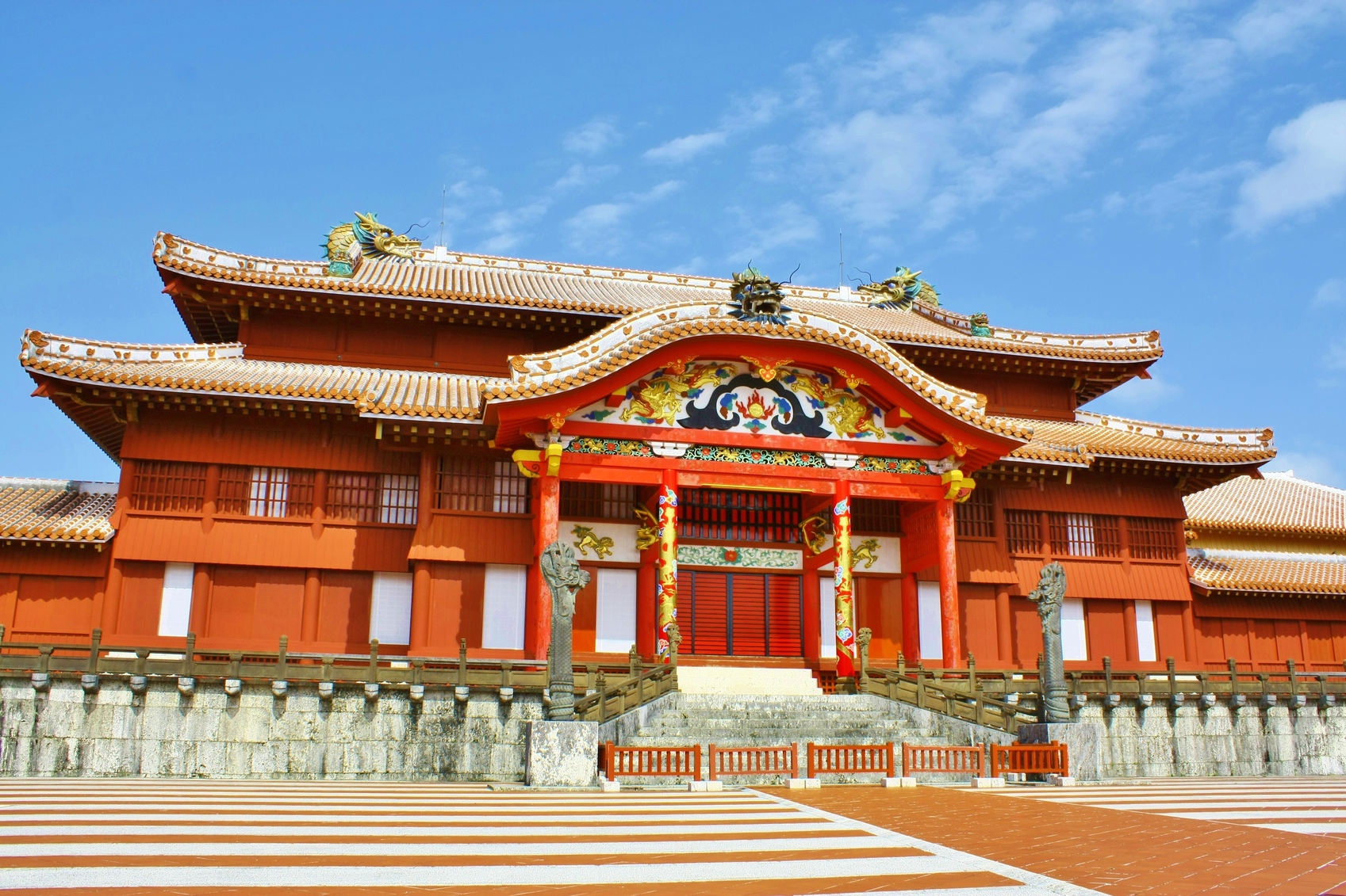 Okinawa, Japan - May 31, 2014: The Shuri Castle in Okinawa, Japan was a capital of Ryukyu kingdom.